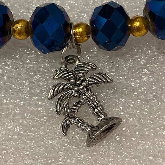 NWOT - Tropical Stretchy Mexican Silver & Gold Balls Dangle Charm Bracelet - Picture 9 of 14